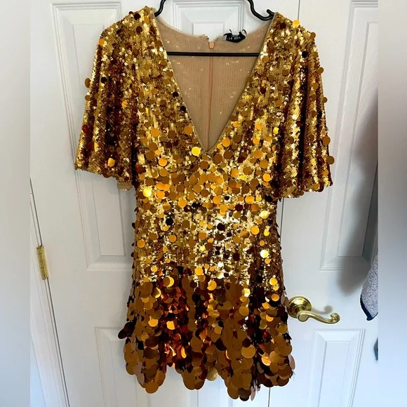 Ted Baker Gold Sequin Dress - Picture 2 of 7